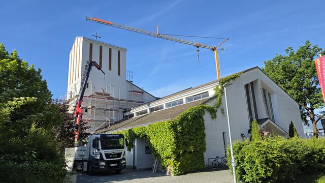 Pfarrkirche Allerheiligen während der Bauarbeiten