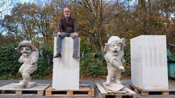 Die Blöcke in Untersberger Marmor für die Herstellung der Kopien