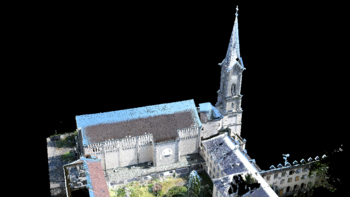 Punktwolke von Kirche und Kreuzgang
