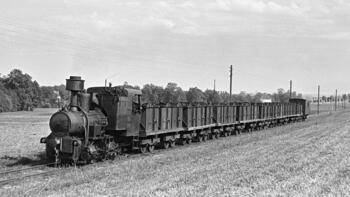 Kohlezug auf der Rückfahrt von Breitenschützing nach Kohlgrube zur Verladestelle beim Kohlebrecher