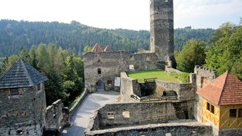 Blick auf die Burgruine Krems