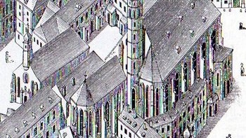 Minoritenkirche und Katharinenkapelle im Jahr 1774